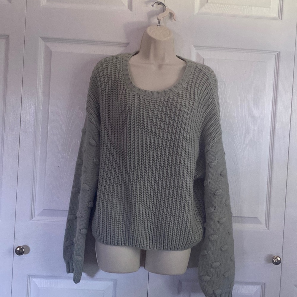 Sage green knit sweater super soft not scratchy material